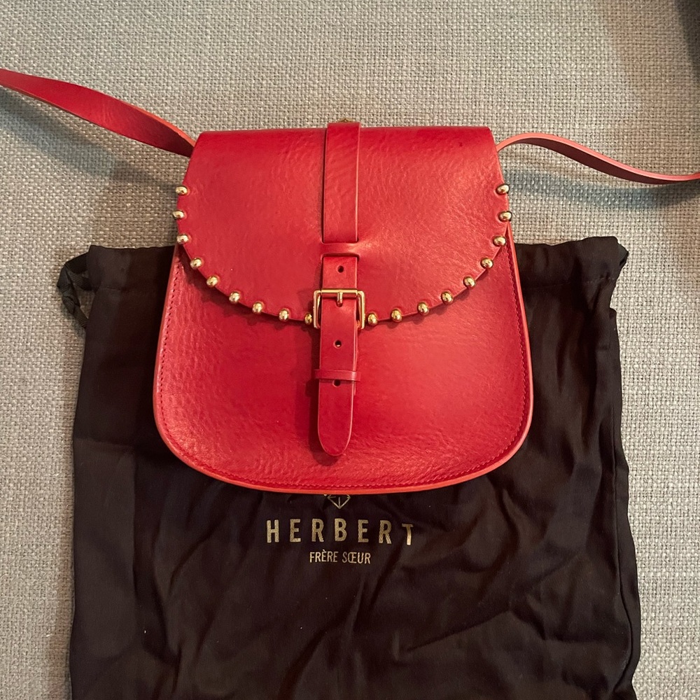 COPY - new leather red cross body bag made in France